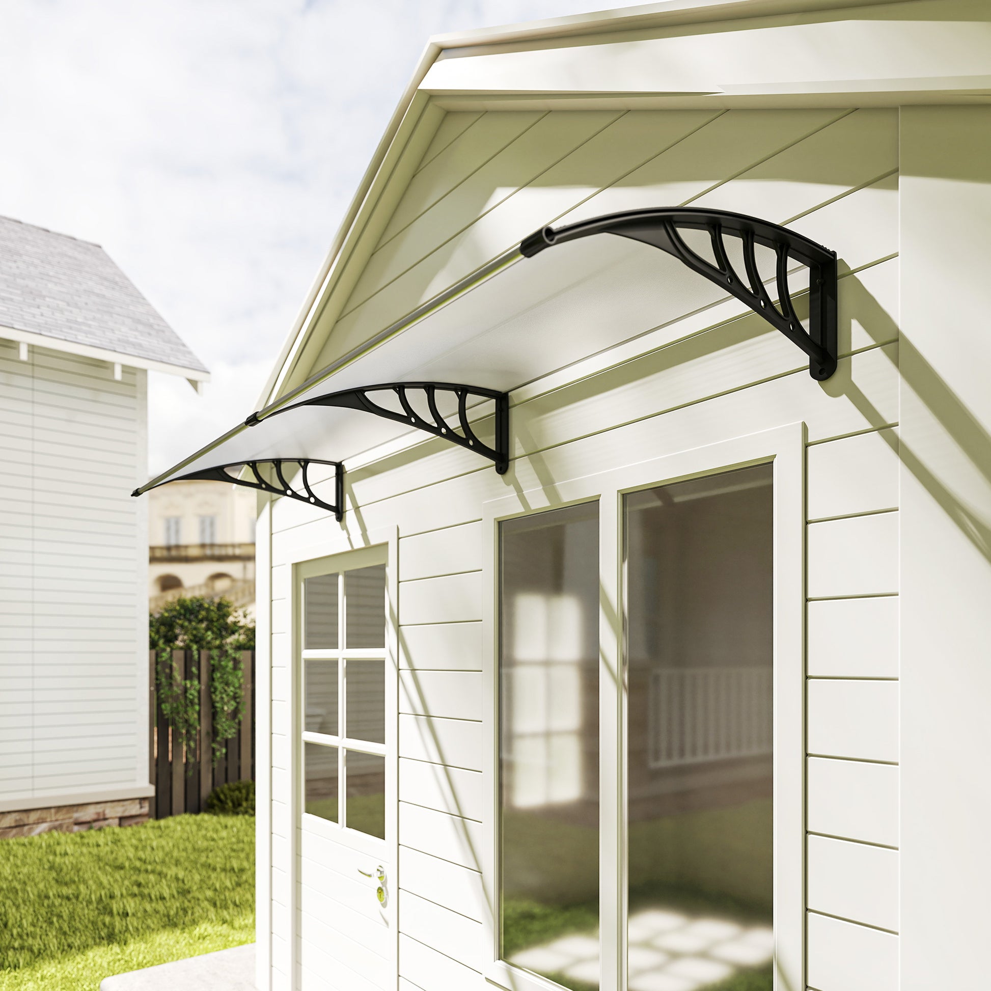 Clear Canopy Awning for Front Door 75x195x23 cm Cover 5mm Polycarbonate Sunshade Rain Protection for Outdoor Aluminum Transparent