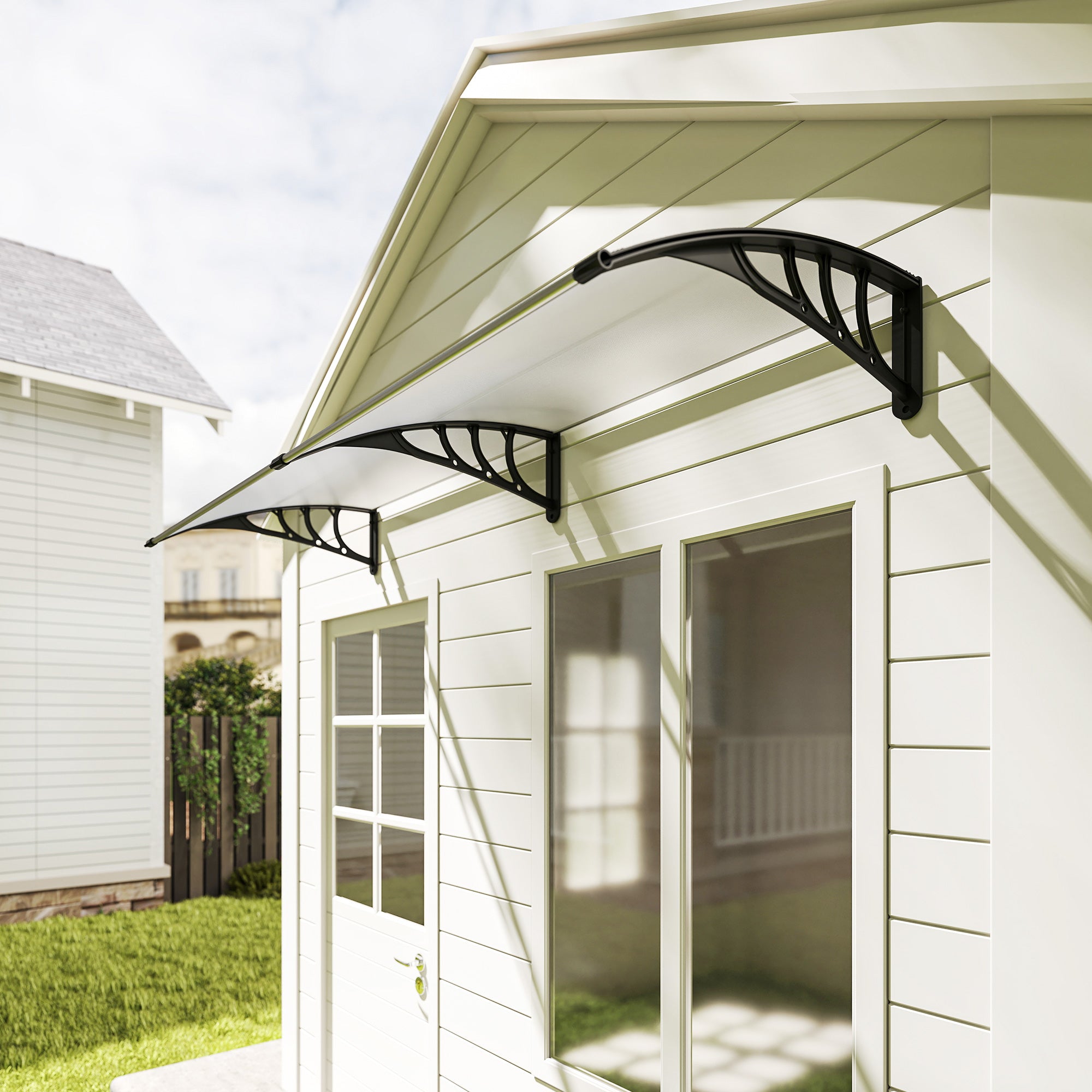 Clear Canopy Awning for Front Door 75x195x23 cm Cover 5mm Polycarbonate Sunshade Rain Protection for Outdoor Aluminum Transparent