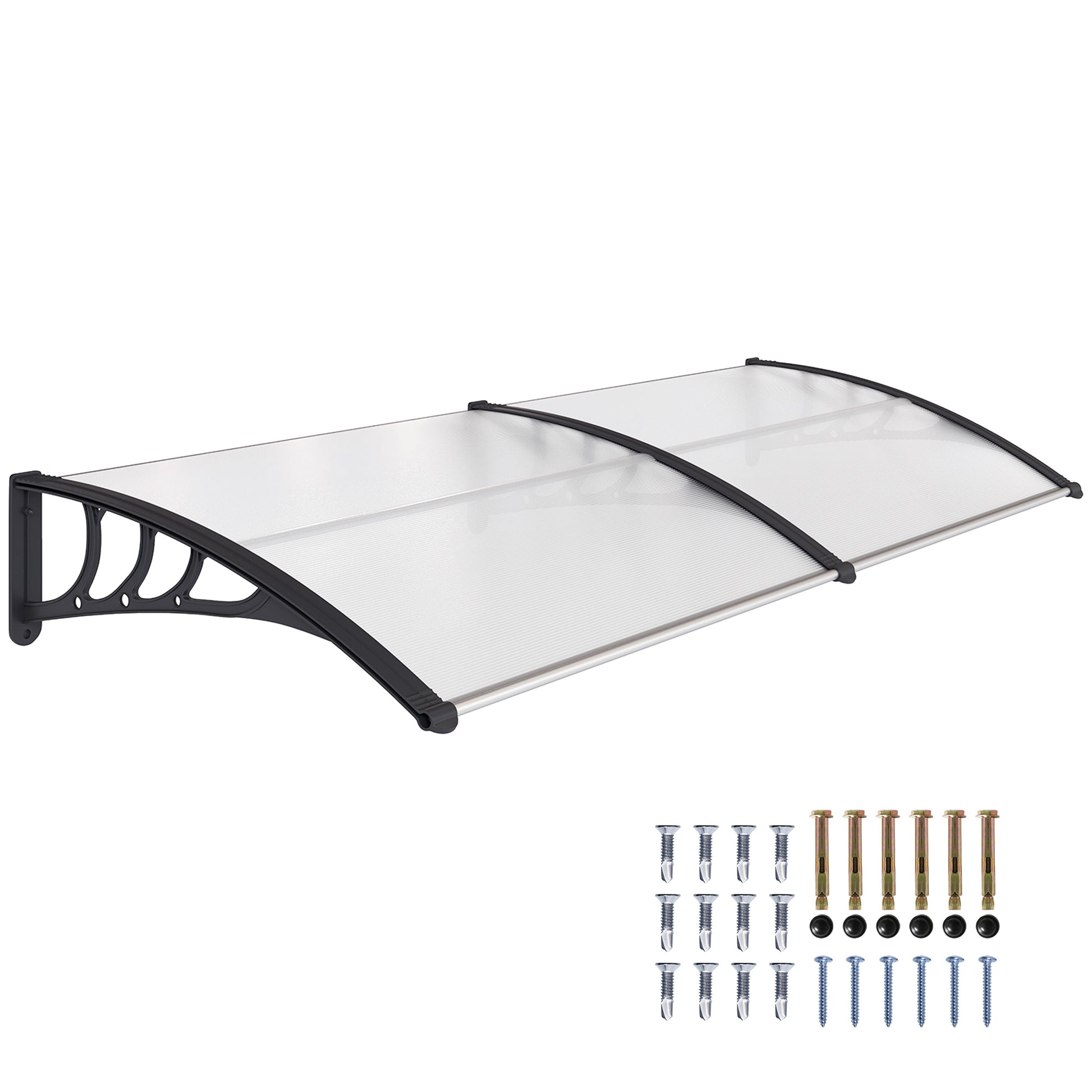 Clear Canopy Awning for Front Door 75x195x23 cm Cover 5mm Polycarbonate Sunshade Rain Protection for Outdoor Aluminum Transparent