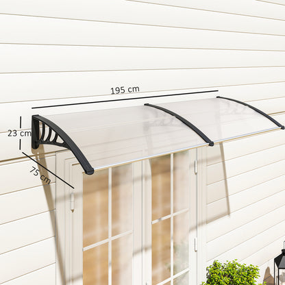 Clear Canopy Awning for Front Door 75x195x23 cm Cover 5mm Polycarbonate Sunshade Rain Protection for Outdoor Aluminum Transparent