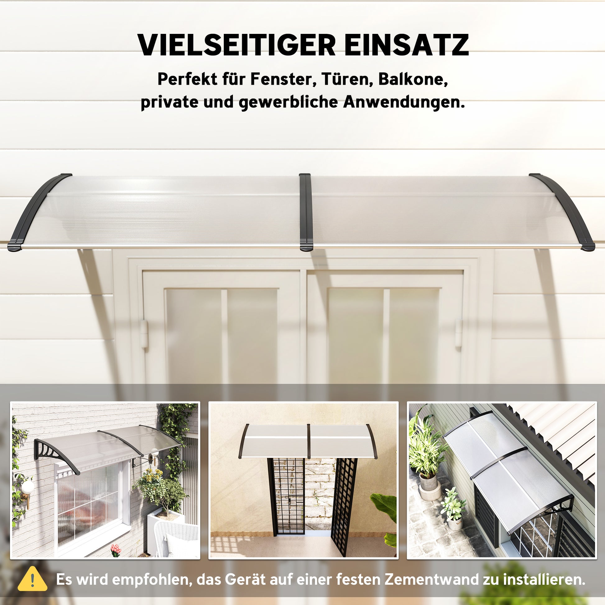 Clear Canopy Awning for Front Door 75x195x23 cm Cover 5mm Polycarbonate Sunshade Rain Protection for Outdoor Aluminum Transparent