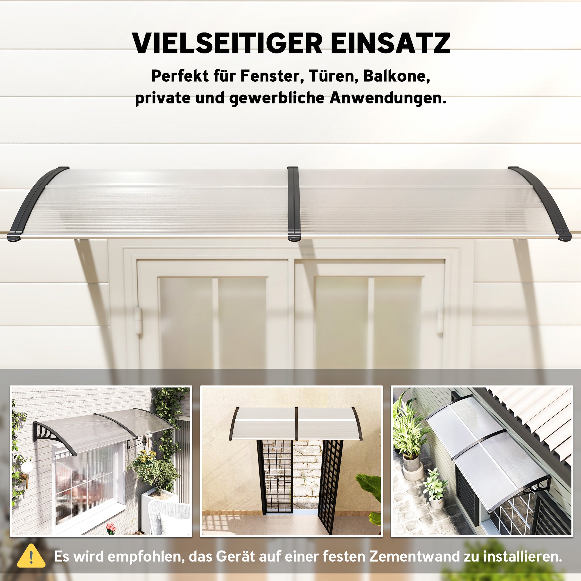 Clear Canopy Awning for Front Door 75x195x23 cm Cover 5mm Polycarbonate Sunshade Rain Protection for Outdoor Aluminum Transparent