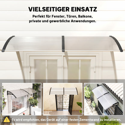 Clear Canopy Awning for Front Door 75x195x23 cm Cover 5mm Polycarbonate Sunshade Rain Protection for Outdoor Aluminum Transparent