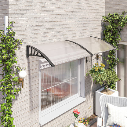 Clear Canopy Awning for Front Door 75x195x23 cm Cover 5mm Polycarbonate Sunshade Rain Protection for Outdoor Aluminum Transparent