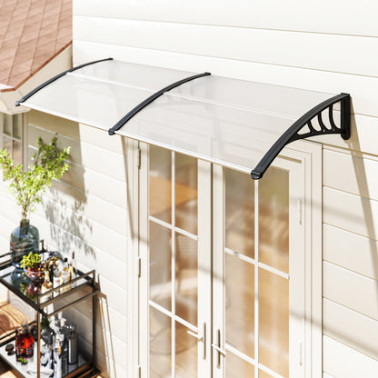 Clear Canopy Awning for Front Door 75x195x23 cm Cover 5mm Polycarbonate Sunshade Rain Protection for Outdoor Aluminum Transparent