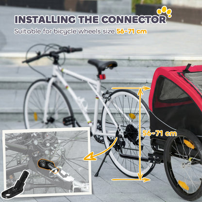 Foldable Dog Bike Trailer with Reflectors, Mesh Windows, Wheels, Door & Safety Flag — Red (up to 44 lb)