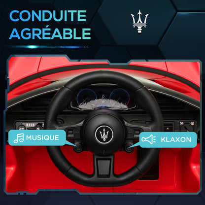 Licensed Maserati MC20 Electric Kids Car 12V with 2.4G Remote Control, Smooth Start, LED Lights, Music, Horn, Spring Suspension, 3-6 Years, Red