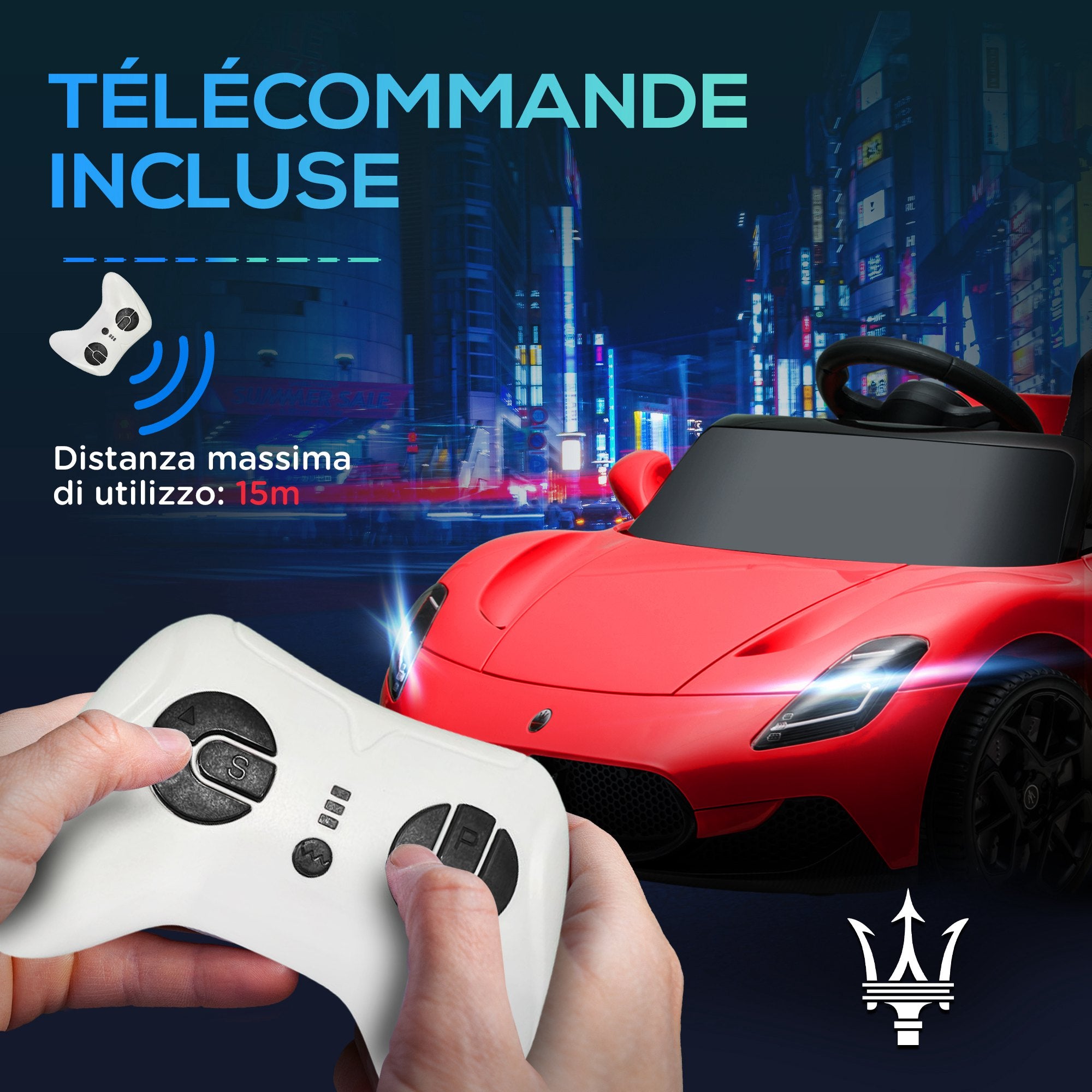 Licensed Maserati MC20 Electric Kids Car 12V with 2.4G Remote Control, Smooth Start, LED Lights, Music, Horn, Spring Suspension, 3-6 Years, Red