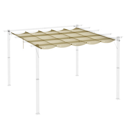 Replacement Canopy for 4 x 3 m Pergola, waterproof retractable wave canopy with rain drainage holes, winter-resistant shade cover for garden, terrace, Beige