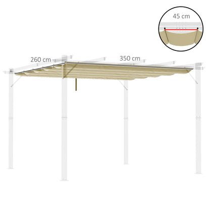 Replacement Canopy for 4 x 3 m Pergola, waterproof retractable wave canopy with rain drainage holes, winter-resistant shade cover for garden, terrace, Beige