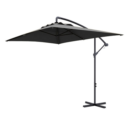 294x193 cm Eccentric Parasol Garden Umbrella with Cross Base and Crank Waterproof UV Protection Umbrella for Terrace Patio Dark Gray