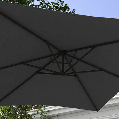 294x193 cm Eccentric Parasol Garden Umbrella with Cross Base and Crank Waterproof UV Protection Umbrella for Terrace Patio Dark Gray