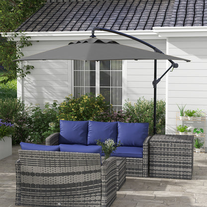 294x193 cm Eccentric Parasol Garden Umbrella with Cross Base and Crank Waterproof UV Protection Umbrella for Terrace Patio Dark Gray
