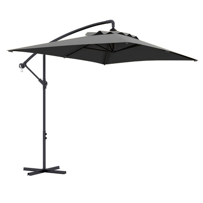 294x193 cm Eccentric Parasol Garden Umbrella with Cross Base and Crank Waterproof UV Protection Umbrella for Terrace Patio Dark Gray