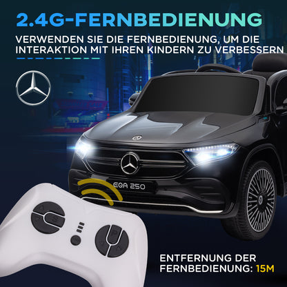 Kids Electric Car 12V Mercedes-Benz EQA Electric Vehicle with Remote Control, Kids Car with MP3 Player, Headlights, Portable Battery, 3-8 km/h, for Kids Ages 3-8, Black