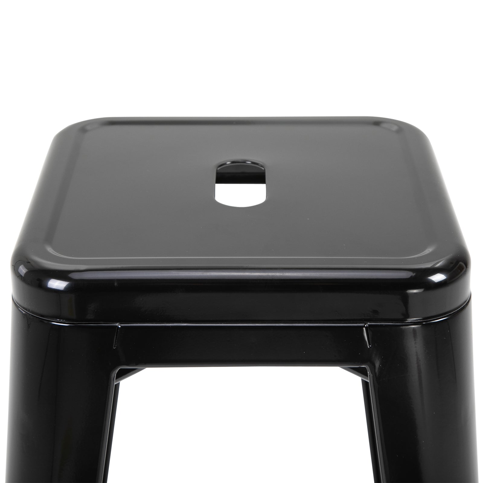 Set of 4 Stackable Bar Stools Industrial Bar Chairs with Footrest Seat Height 76 cm Black Metal