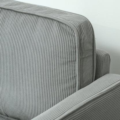 Sofa 2 Seater Small Couch with Armrest, Storage Space, Modern Upholstered Sofa with Corduroy Look, Wooden Legs, Pillows, Lounge Sofa for Living Room, Bedroom, 117 x 63 x 79 cm, Light Gray