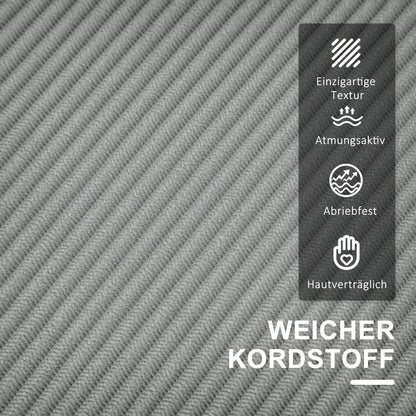 Sofa 2 Seater Small Couch with Armrest, Storage Space, Modern Upholstered Sofa with Corduroy Look, Wooden Legs, Pillows, Lounge Sofa for Living Room, Bedroom, 117 x 63 x 79 cm, Light Gray