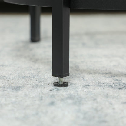 Side Table Round Coffee Table with Glass Tabletop, Metal Frame, End Table, Nightstand for Living Room, Bedroom, Black, Ø48 x 54.7 cm