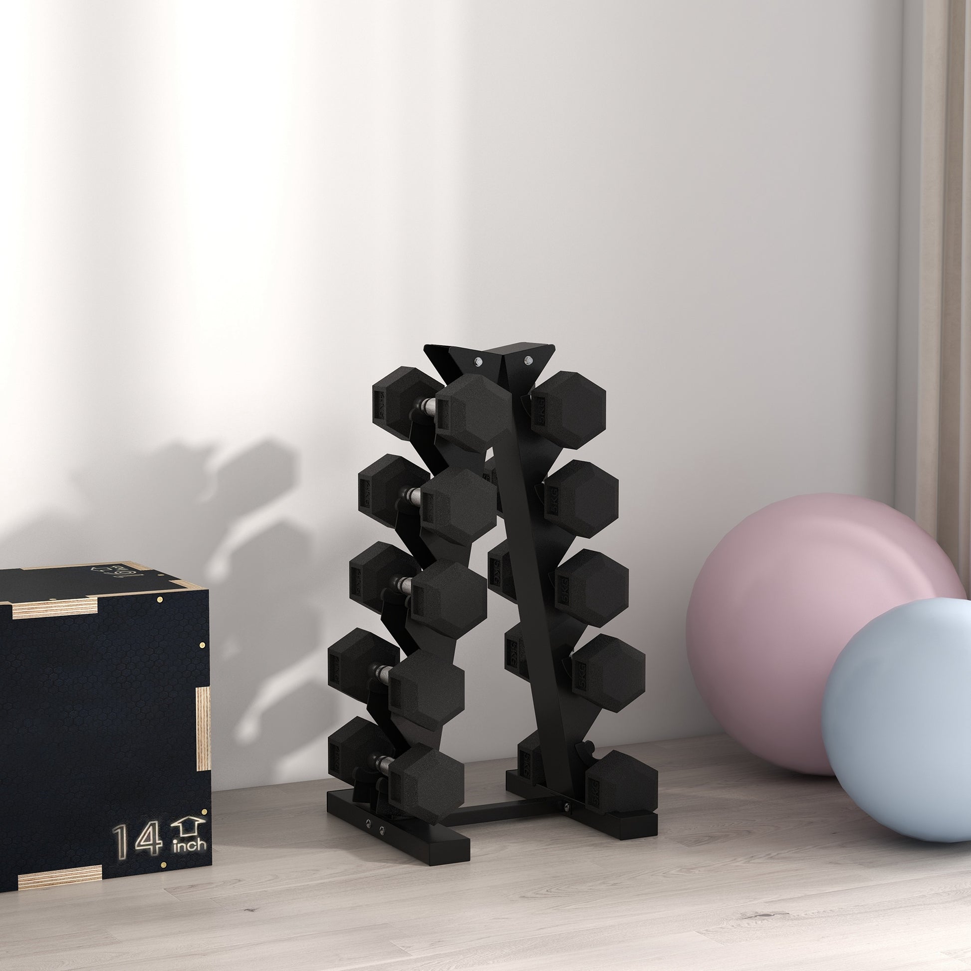 SPORTNOW Dumbbell Rack, Dumbbell Stand for 10 Dumbbells, Dumbbell Rack with 5 Levels, Dumbbell Tree with Steel Frame, Dumbbell Stand up to 100 kg Load Capacity Squat Rack Dumbbell Stand