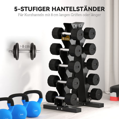 SPORTNOW Dumbbell Rack, Dumbbell Stand for 10 Dumbbells, Dumbbell Rack with 5 Levels, Dumbbell Tree with Steel Frame, Dumbbell Stand up to 100 kg Load Capacity Squat Rack Dumbbell Stand
