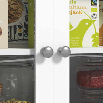 Modern Kitchen Pantry Cupboard Kitchen Storage Cabinet with 5 Doors Adjustable Shelf Drawer and Open Microwave Shelf 100x40x180 cm White