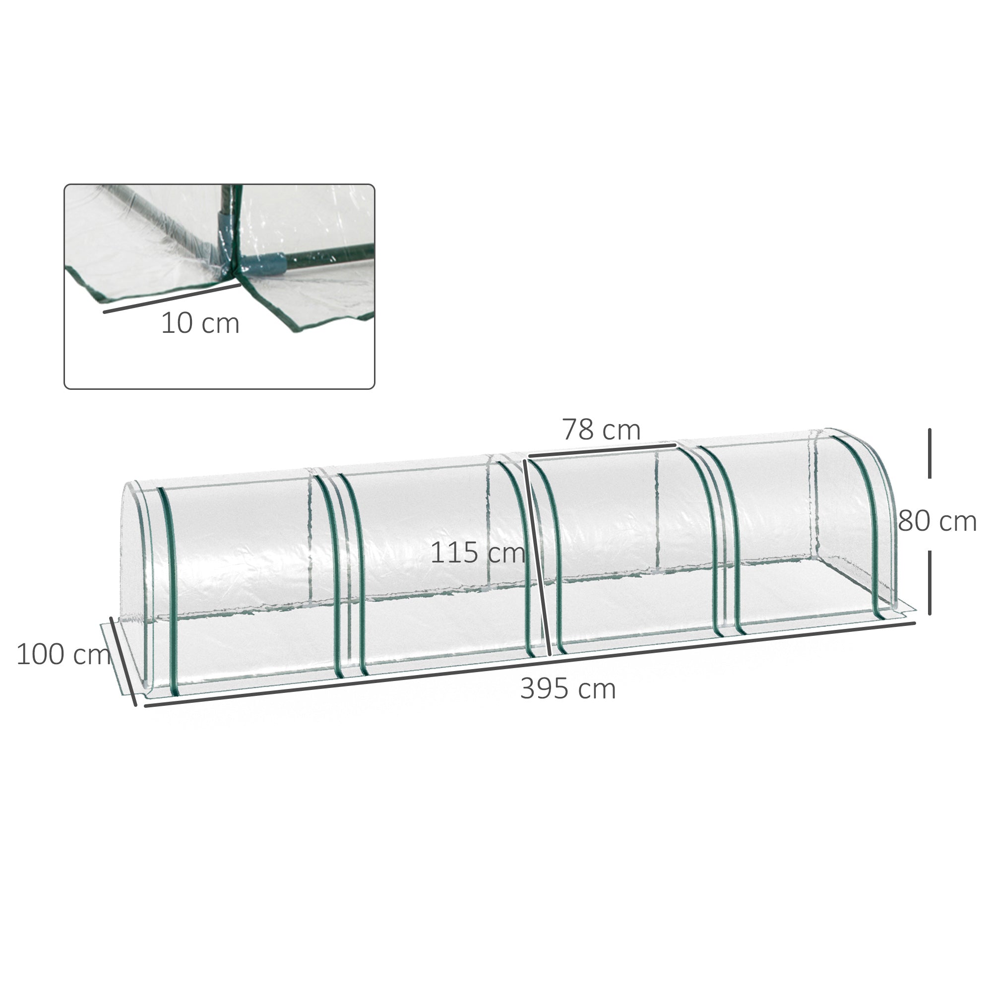 Greenhouse with Door, Winterproof Steel Frame Greenhouse, Greenhouse for Balcony, Garden, Tomato House 395x100x80cm, Tomato Greenhouse for Tomatoes, Vegetables, Flowers, Plants, Transparent