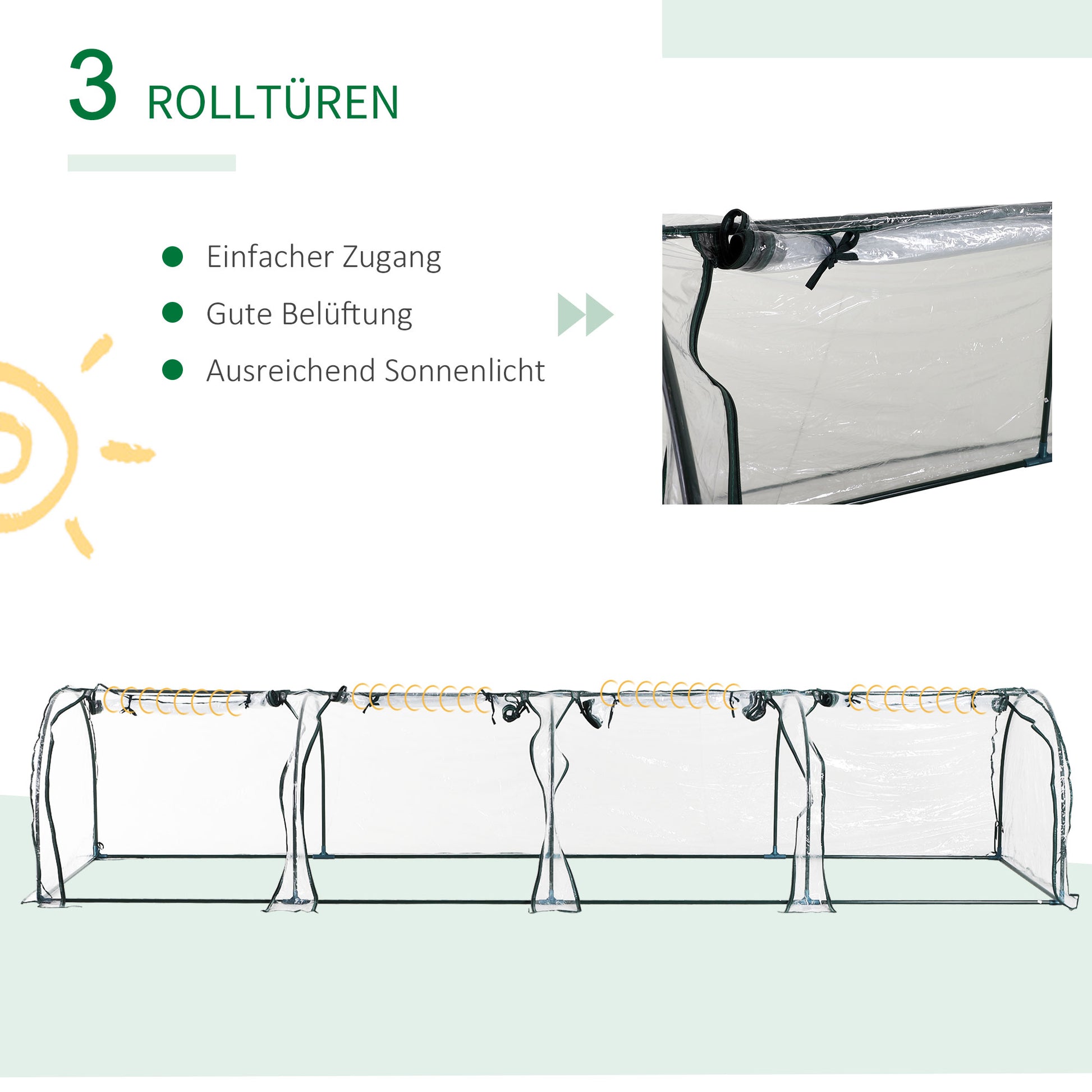 Greenhouse with Door, Winterproof Steel Frame Greenhouse, Greenhouse for Balcony, Garden, Tomato House 395x100x80cm, Tomato Greenhouse for Tomatoes, Vegetables, Flowers, Plants, Transparent