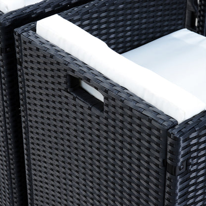 5-Piece Garden Furniture Set Dining Table with 4 Chairs with Combining Cushions, Rectangle, Black, 109x109x72 cm