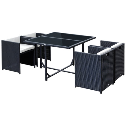 5-Piece Garden Furniture Set Dining Table with 4 Chairs with Combining Cushions, Rectangle, Black, 109x109x72 cm