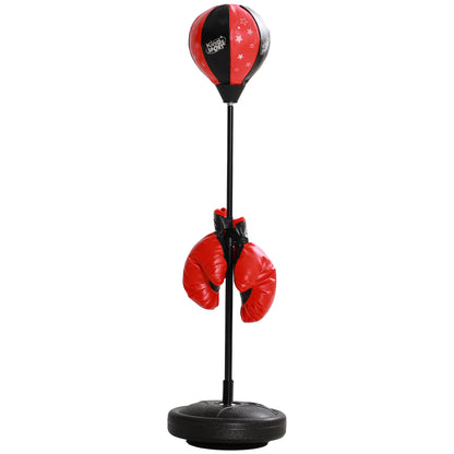 Kids Punching Bag Stand for 5-10 Years Old with Boxing Gloves and Weighted Base, Adjustable Height 68-102 cm, Red