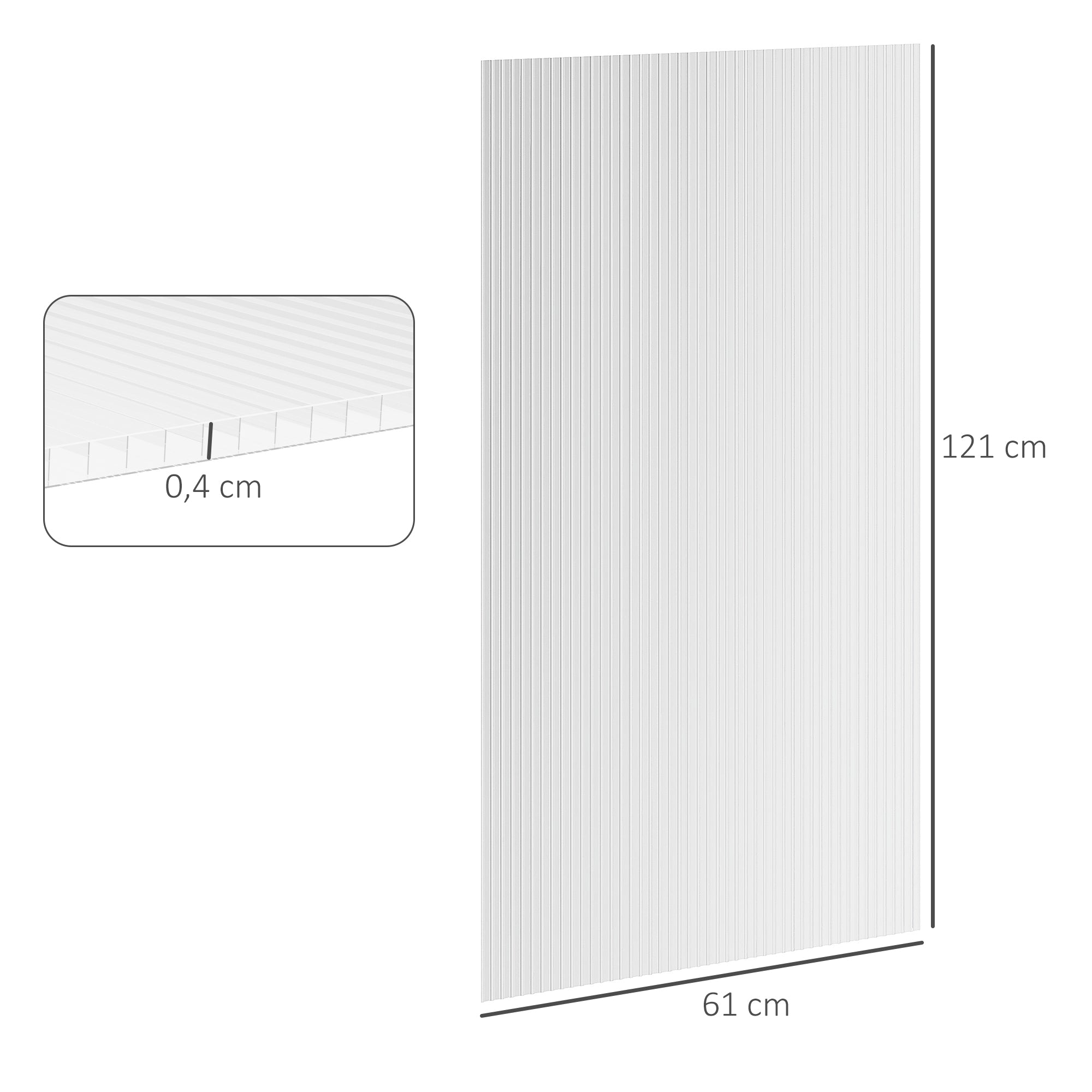 14 Double-Walled Polycarbonate Honeycomb Panels 4mm, UV-Resistant, Customizable, Transparent, Each Panel Size 121L x 61W cm
