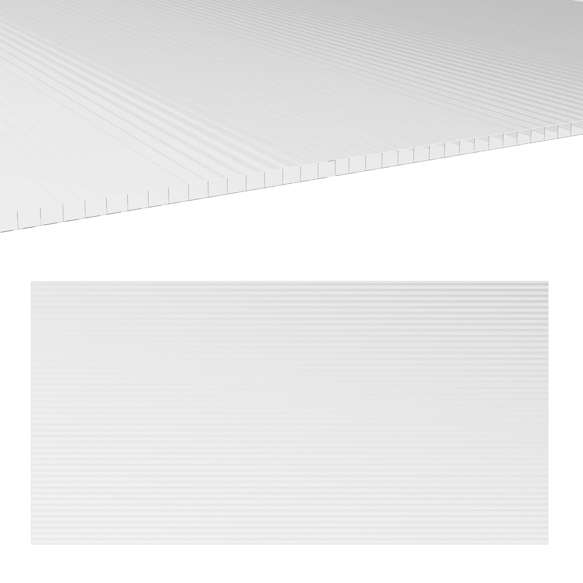 14 Double-Walled Polycarbonate Honeycomb Panels 4mm, UV-Resistant, Customizable, Transparent, Each Panel Size 121L x 61W cm