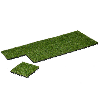 10-Piece Artificial Grass Turf 30x30 cm Lawn Rug with 20 mm Grass Height Anti-UV Synthetic Grass for Garden Patio Balcony Dark Green