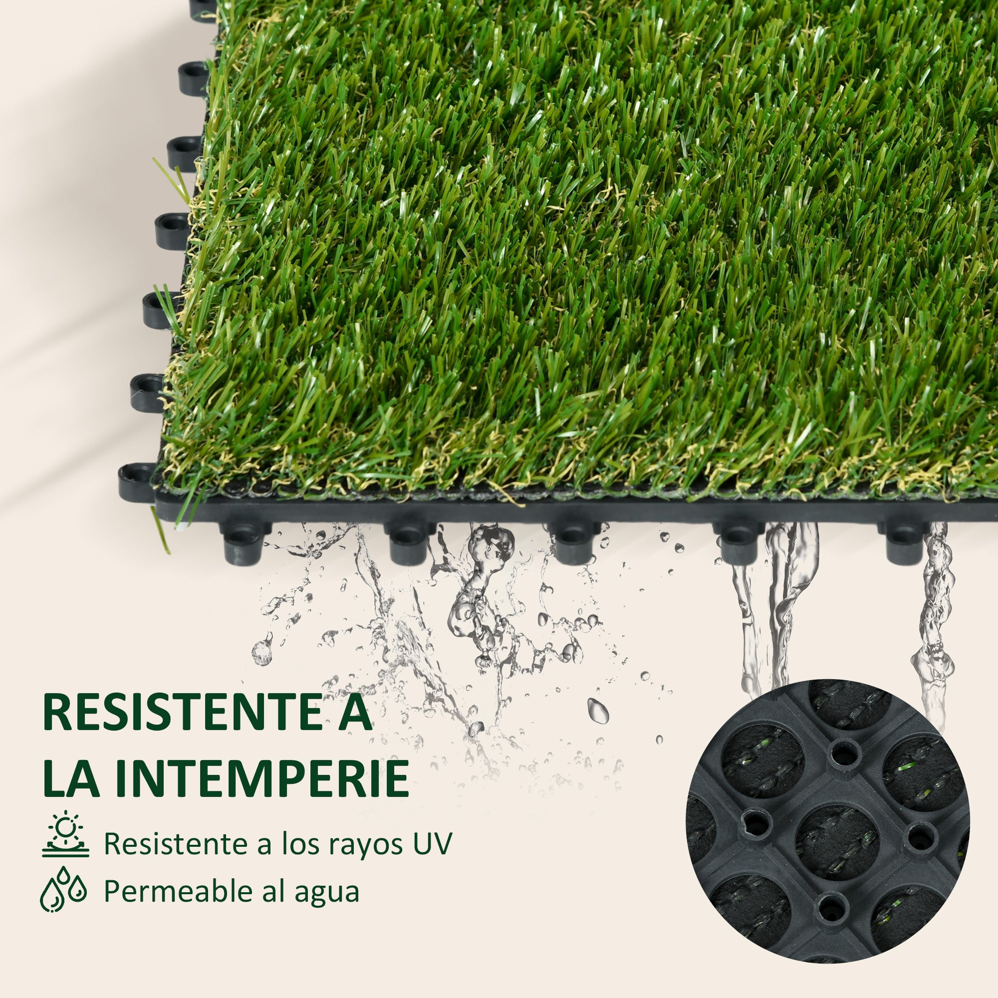 10-Piece Artificial Grass Turf 30x30 cm Lawn Rug with 20 mm Grass Height Anti-UV Synthetic Grass for Garden Patio Balcony Dark Green