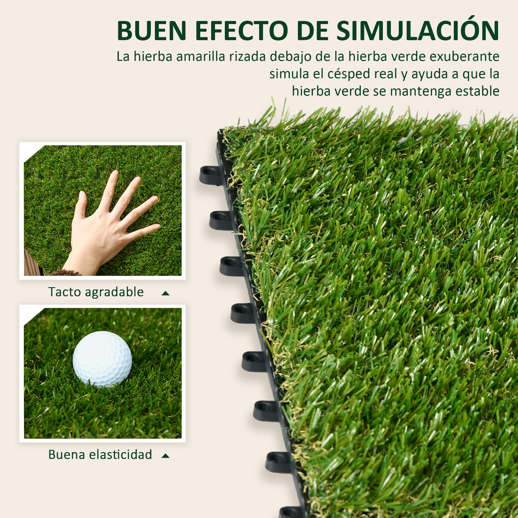 10-Piece Artificial Grass Turf 30x30 cm Lawn Rug with 20 mm Grass Height Anti-UV Synthetic Grass for Garden Patio Balcony Dark Green