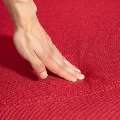 Manual Reclining Relax Armchair with Footrest, Linen Effect Fabric Reclining Armchair for Bedroom, Living Room, Red