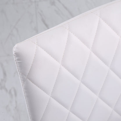 Set of 4 Upholstered Dining Chairs in Faux Leather with Metal Legs Modern Chairs for Kitchen Bedroom Load 120 kg 41x50x91 cm White