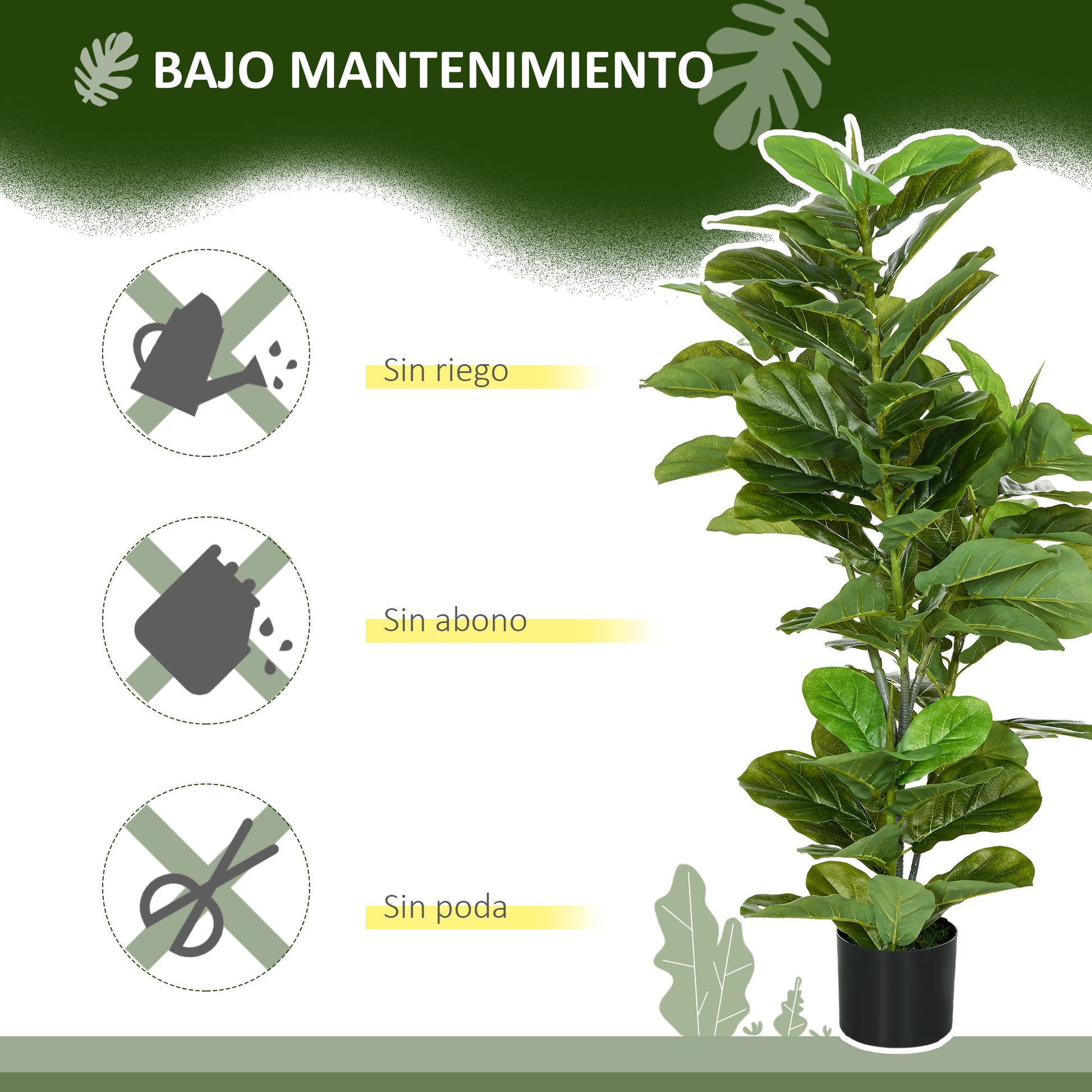 Set of 2 Decorative Artificial Plants 110x15 cm Artificial Ficus Trees with 90 Leaves and Pots for Interior Decoration for Living Room Office Green