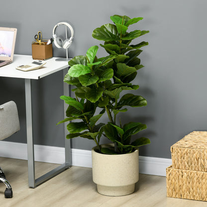 Set of 2 Decorative Artificial Plants 110x15 cm Artificial Ficus Trees with 90 Leaves and Pots for Interior Decoration for Living Room Office Green