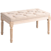 Upholstered Bench Vintage Seat Bench Bed Bench, Hallway Bench with Buttons, Linen Look, up to 120 kg Load Capacity, 80x40x43cm, Beige