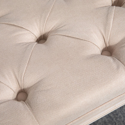 Upholstered Bench Vintage Seat Bench Bed Bench, Hallway Bench with Buttons, Linen Look, up to 120 kg Load Capacity, 80x40x43cm, Beige