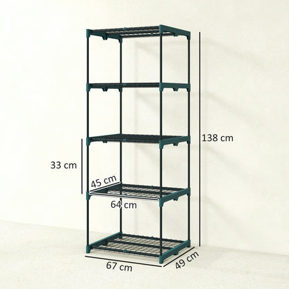 5-Tier Steel Plant Stand – Indoor/Outdoor, Dark Green, 26.4×19.3×54.3 in