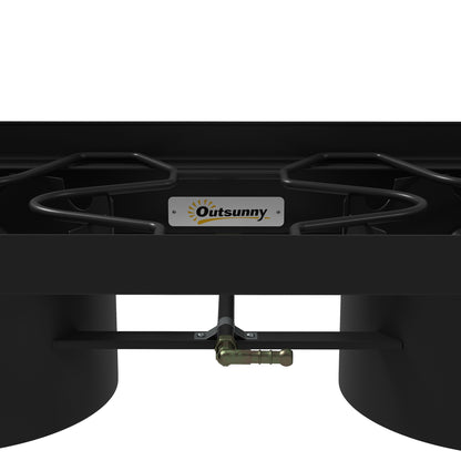 2-Burner Propane Stove Portable Gas Burner 150,000 BTU/h with 2 Removable Feet for Outdoor, Camping, Cast Metal, Dim. 79L x 40W x 73H cm