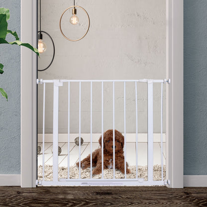 Expandable Pet Safety Gate Easy Installation with Pressure Mounts Durable Steel with Powder Coated Finish White 76x76-82cm