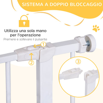 Expandable Pet Safety Gate Easy Installation with Pressure Mounts Durable Steel with Powder Coated Finish White 76x76-82cm