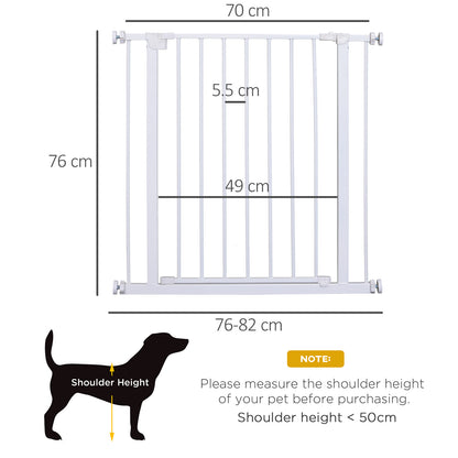 Expandable Pet Safety Gate Easy Installation with Pressure Mounts Durable Steel with Powder Coated Finish White 76x76-82cm