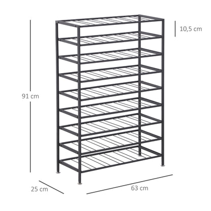 Wine rack bottle shelf capacity 54 bottles 63L x 25W x 91H cm black metal