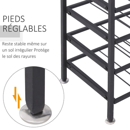 Wine rack bottle shelf capacity 54 bottles 63L x 25W x 91H cm black metal
