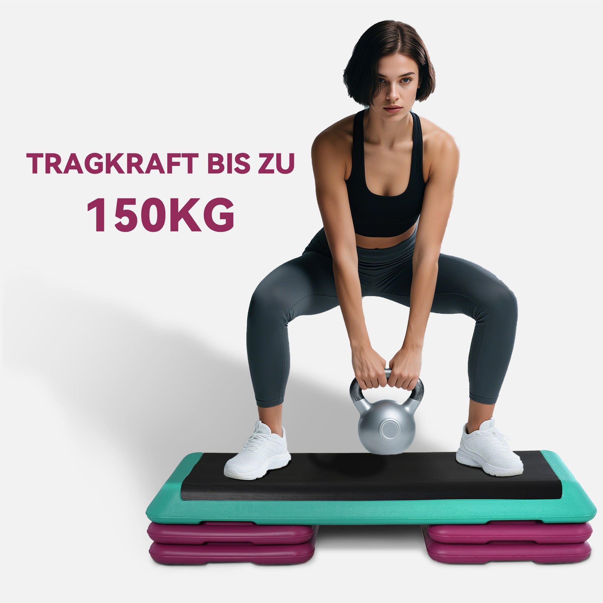 Adjustable Height Fitness Stepper 3 Levels (10/15/20 cm) Non-Slip Step Bench for Home Gym Office Plastic Black+Green+Purple